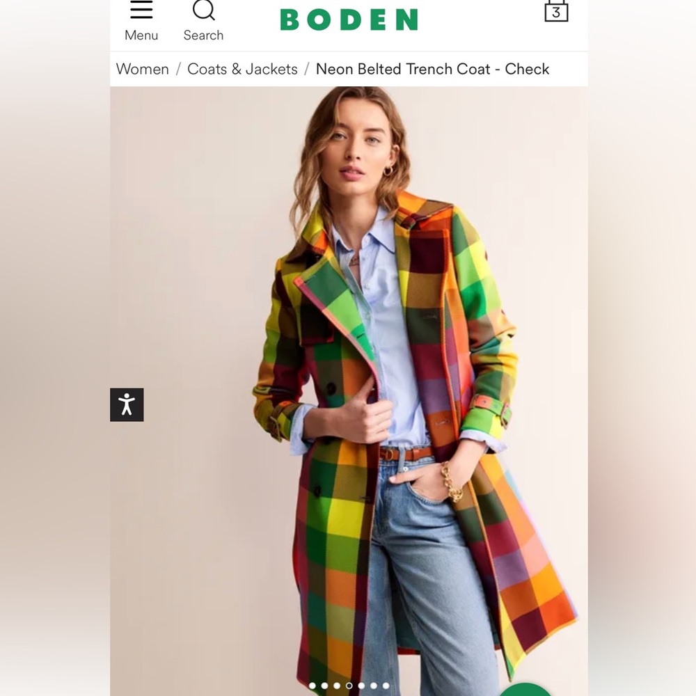 Boden Neon Belted Trench Coat 10R
